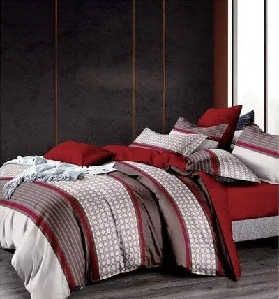 طقم سرير كبير المجد  مطبوعة من القطن التركي بتصميم ثلاثي الابعاد،مكون من 4 قطع