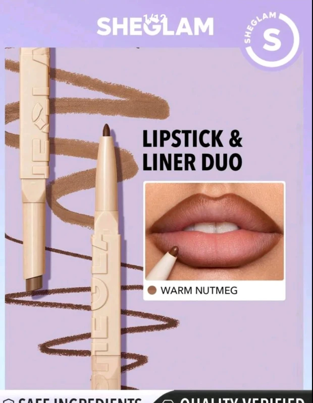 SHEGLAM Glam 101 Lipstick & Liner Duo-Warm Nutmeg 2-In-1 Matte Dual-Ended Lip Li