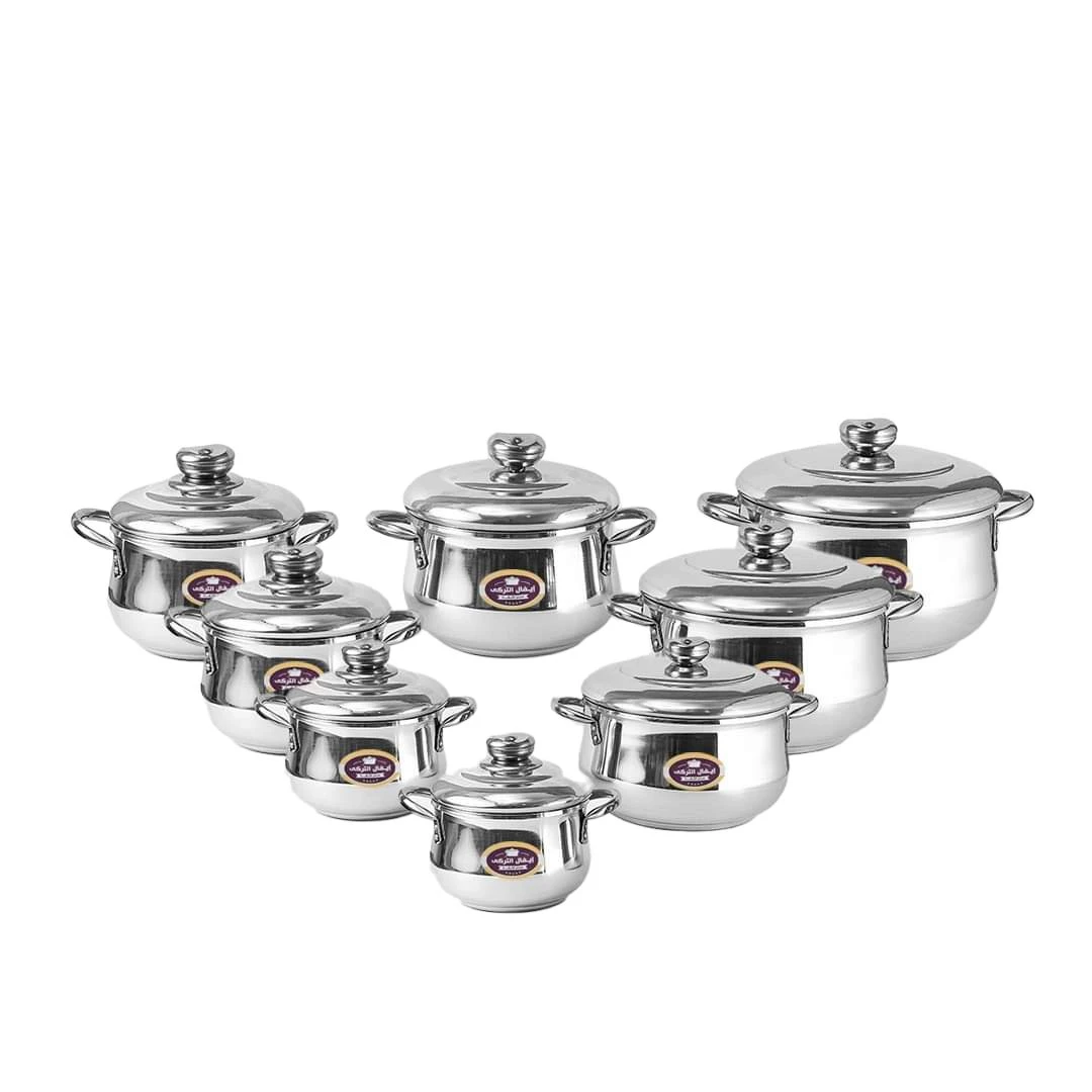 طقم حلل ألومنيوم بومبيه بيد استانلس 8 قطعه