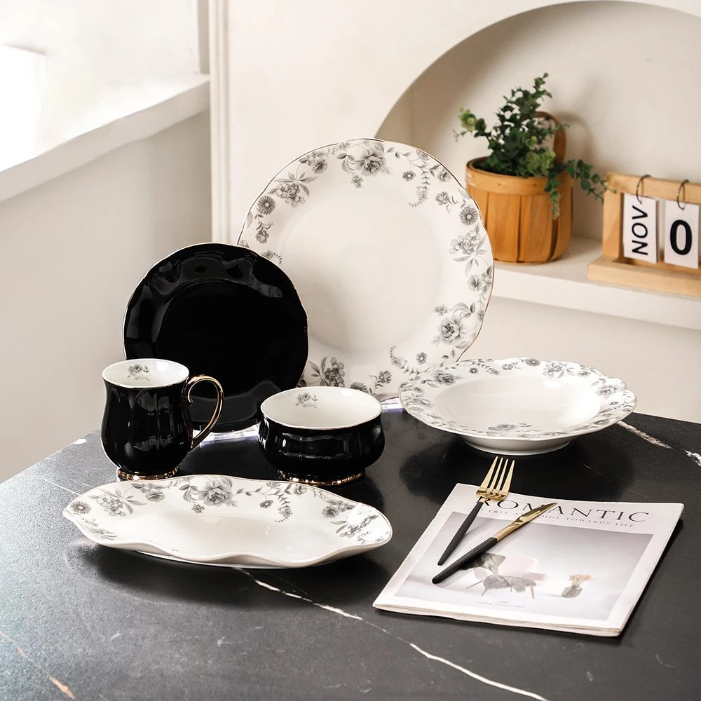 طقم عشاء  – FLOWRY – BLACK