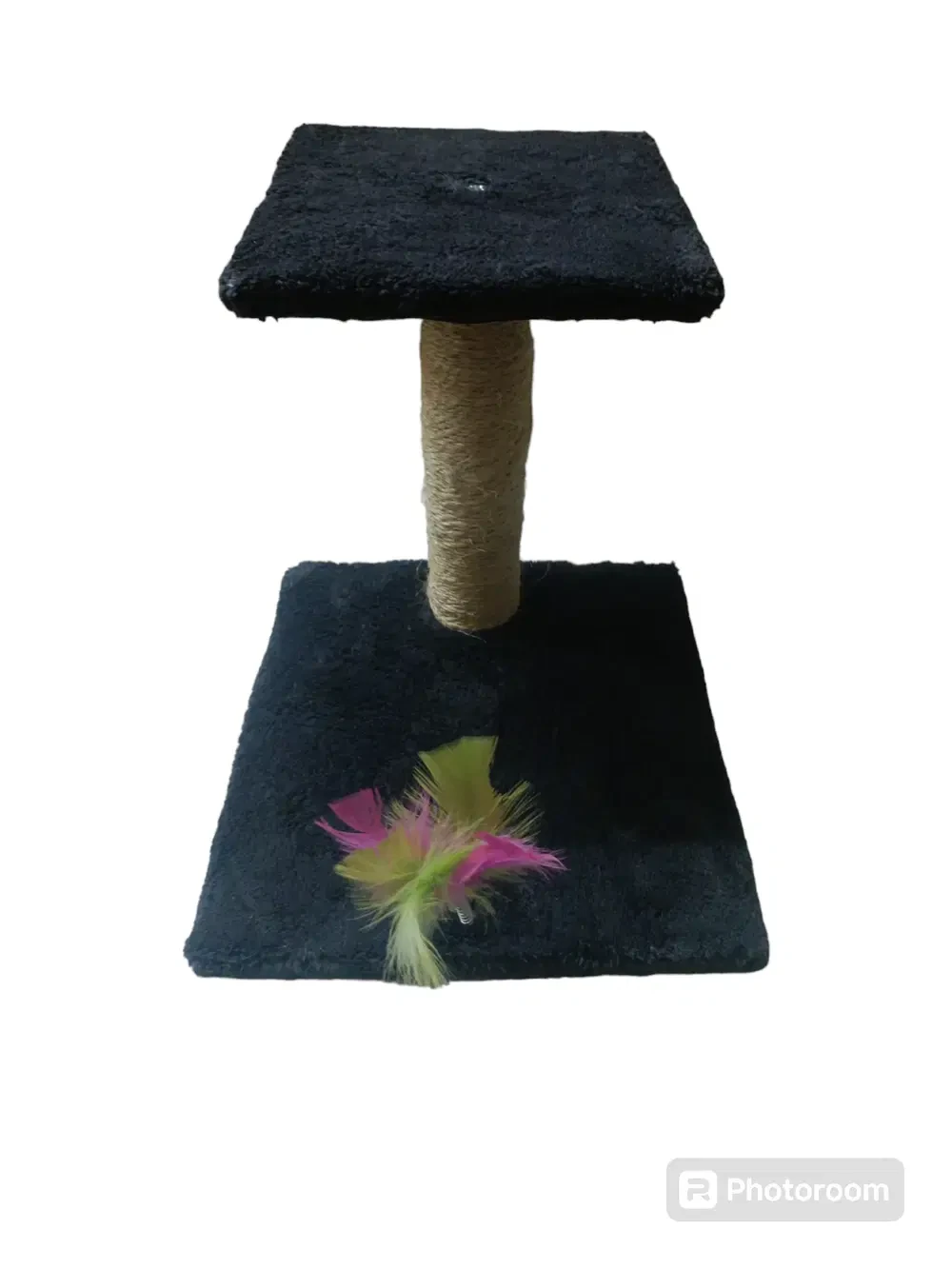 Cat scratcher with a  feather