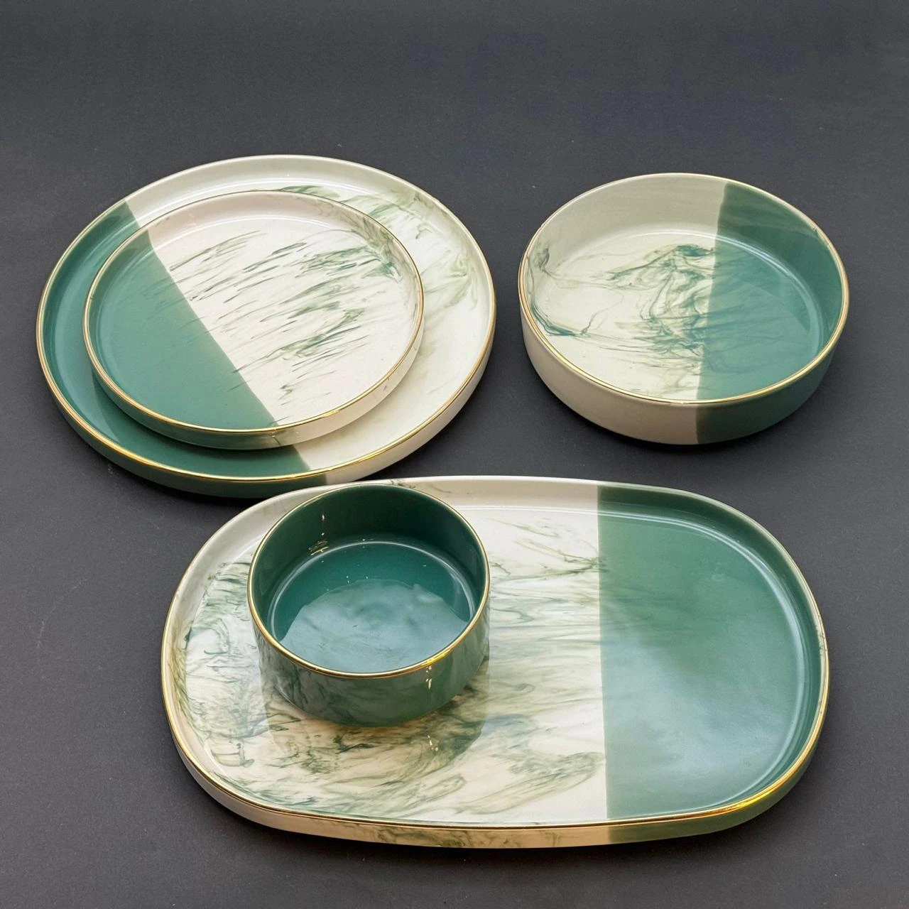 طقم عشاء 25 قطعه ماربل اخضر*ابيض – Évora