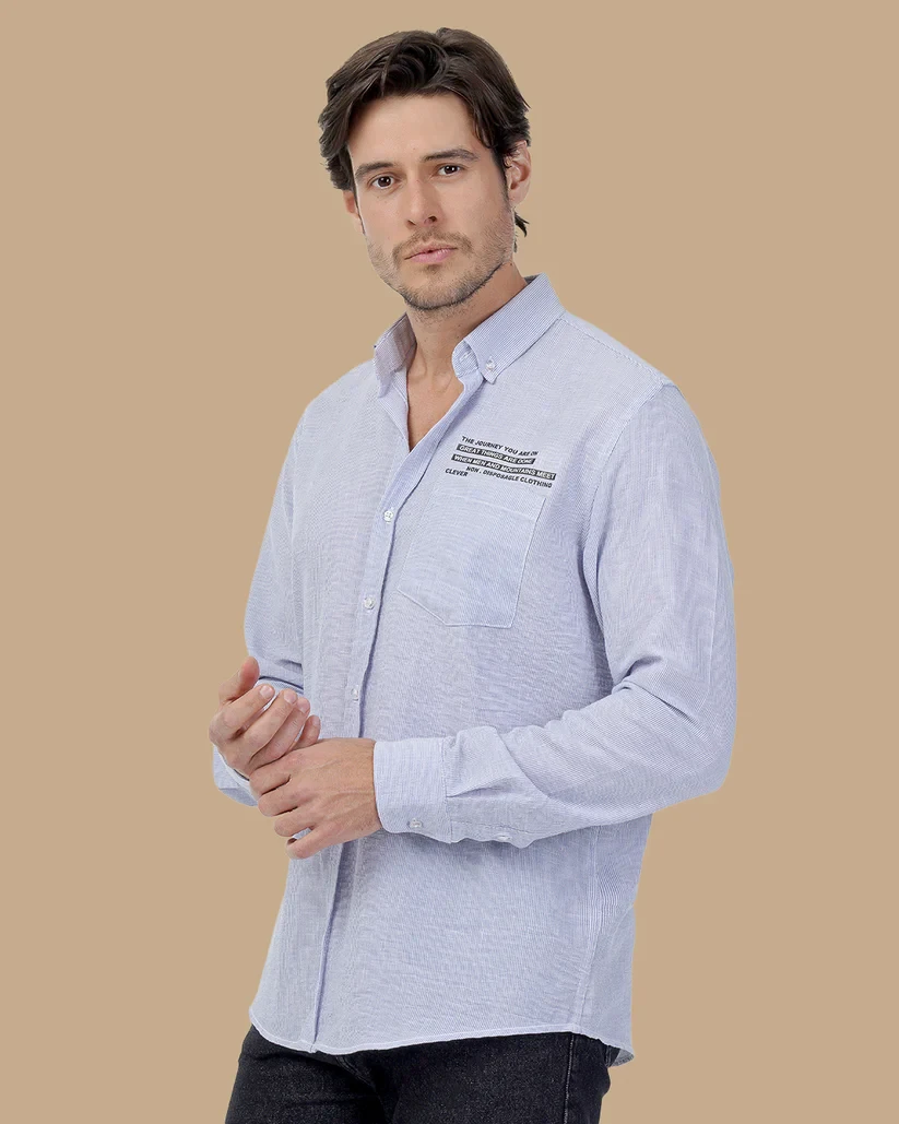 قميص  رجالي Blue Cotton shirt