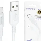 BX111 3.0A Silicone Cable Fits T.C Ports For Charging And Data Sync From Borofone, White, Smartphone, 1 Meter