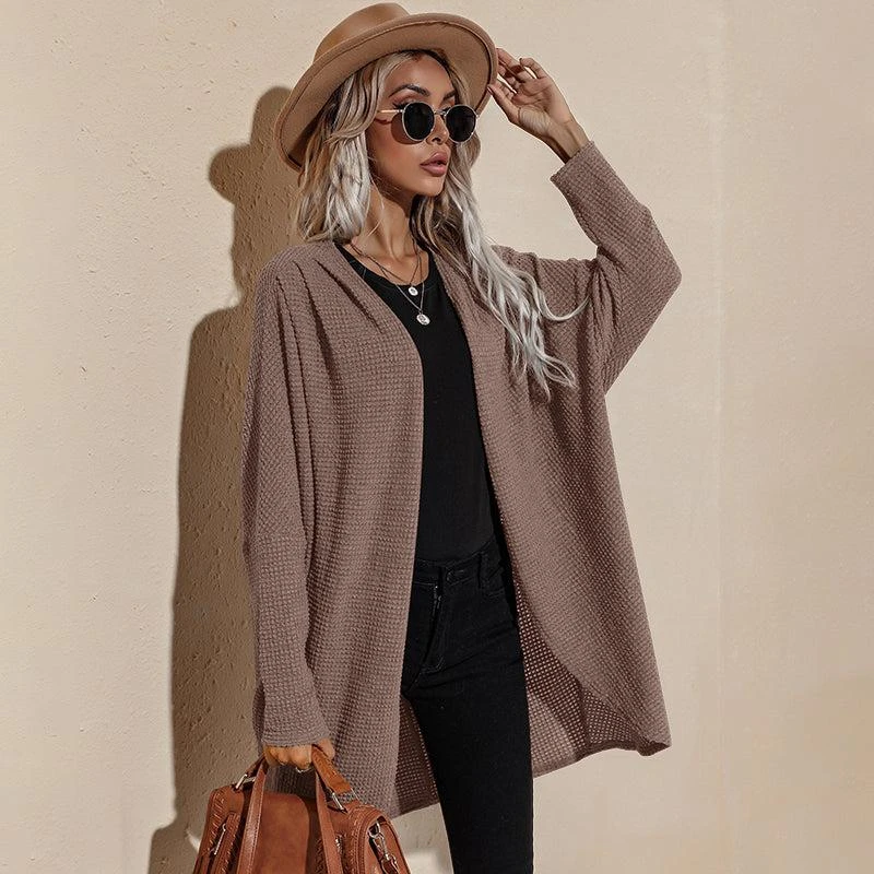 Merokite Women's long-sleeved, soft, knitted, open-front sweater