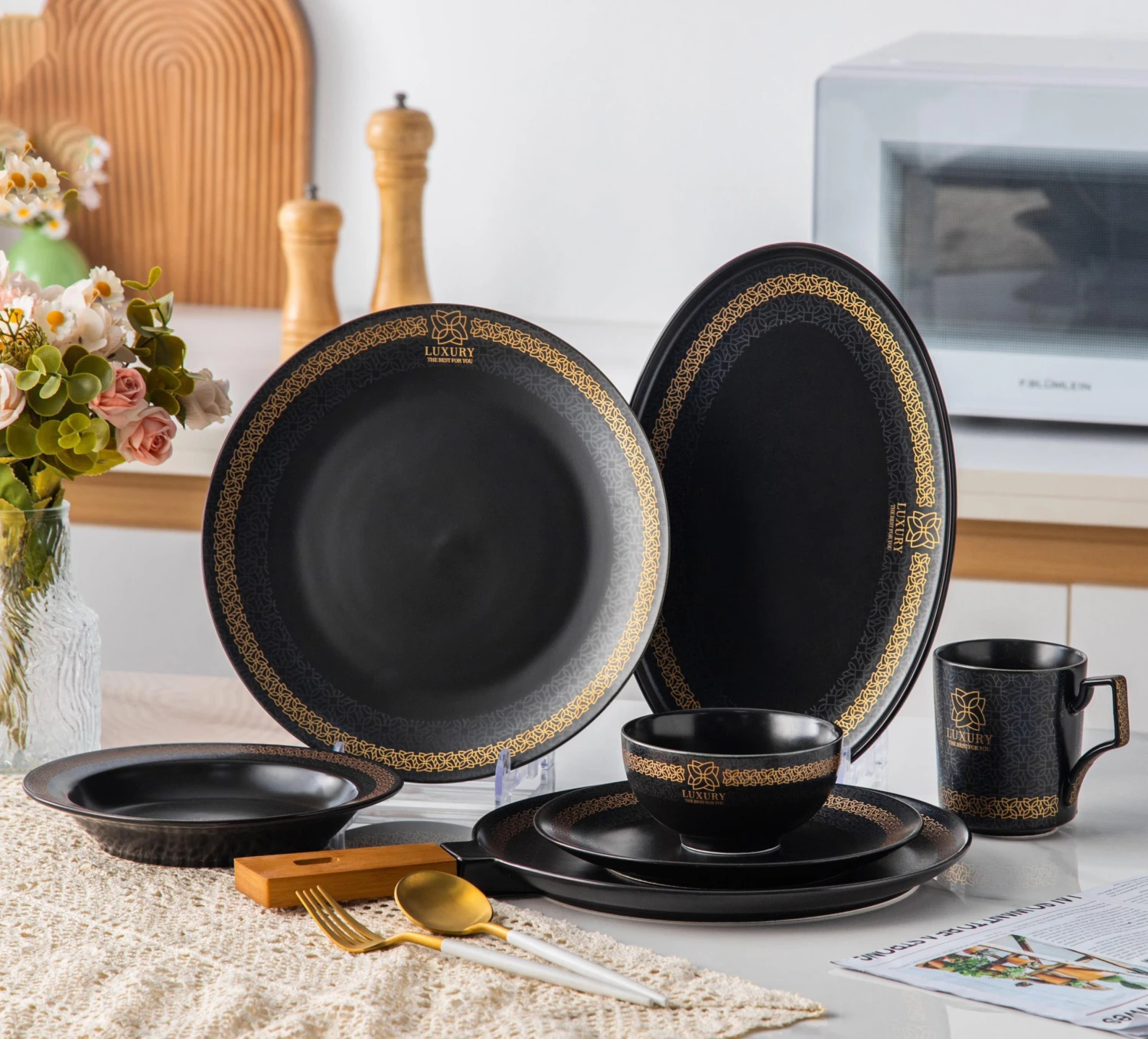 طقم عشاء 32 قطعه – Luxury Black