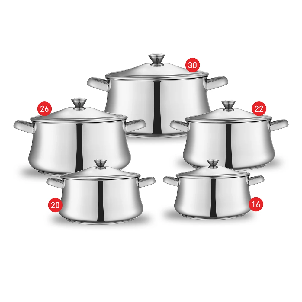 طقم حلل زهران ستانلس ستيل كلاسيك - 30،26،22،20،16