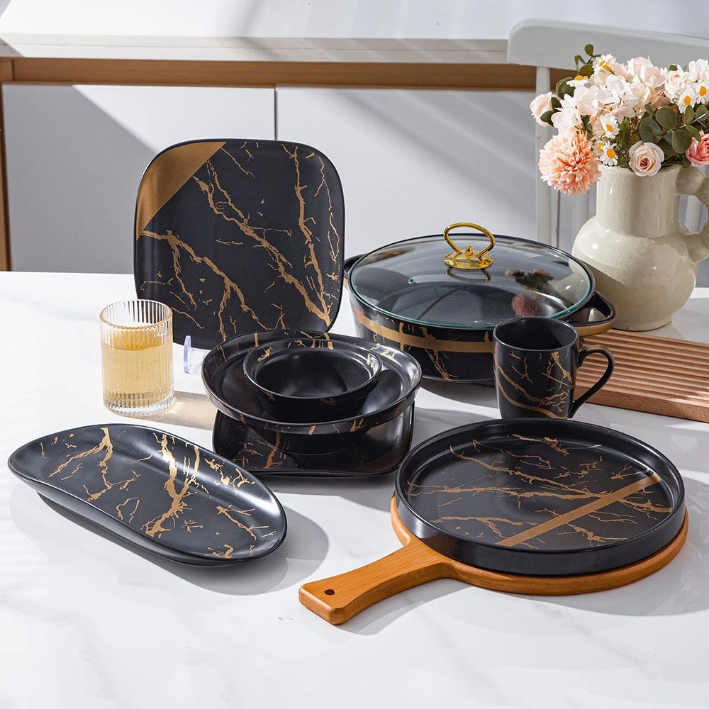 طقم عشاء 35 قطعه – Black Marble