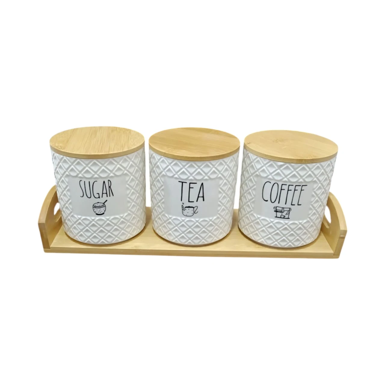 طقم توابل بورسلين 3 ق علي استاند بغطاء خشبي