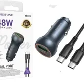 Borofone Bz32b 48w Dual-port Pd30w Type-c & Qc3.0 Usb Car Charger With 1m Metal Type-c Cable (1785)