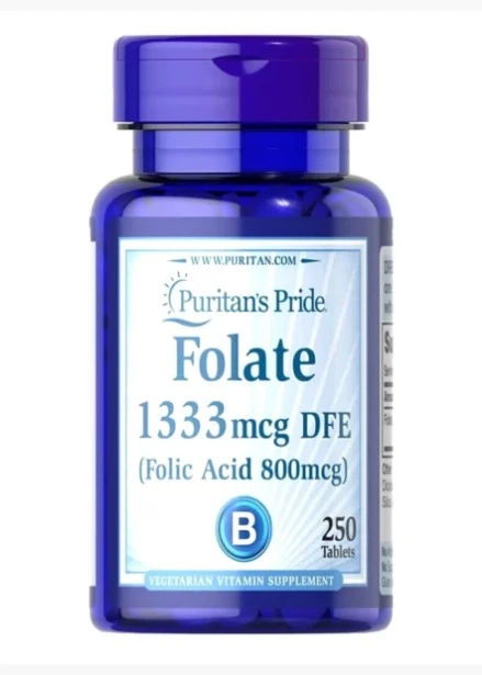 Puritan's Pride Folate 1333 mcg DFE (Folic Acid 800 mcg)