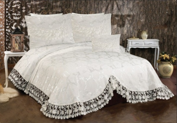 مفرش ستان سوفت تركي كبيرمكون من   1 مفرش +2خداديه