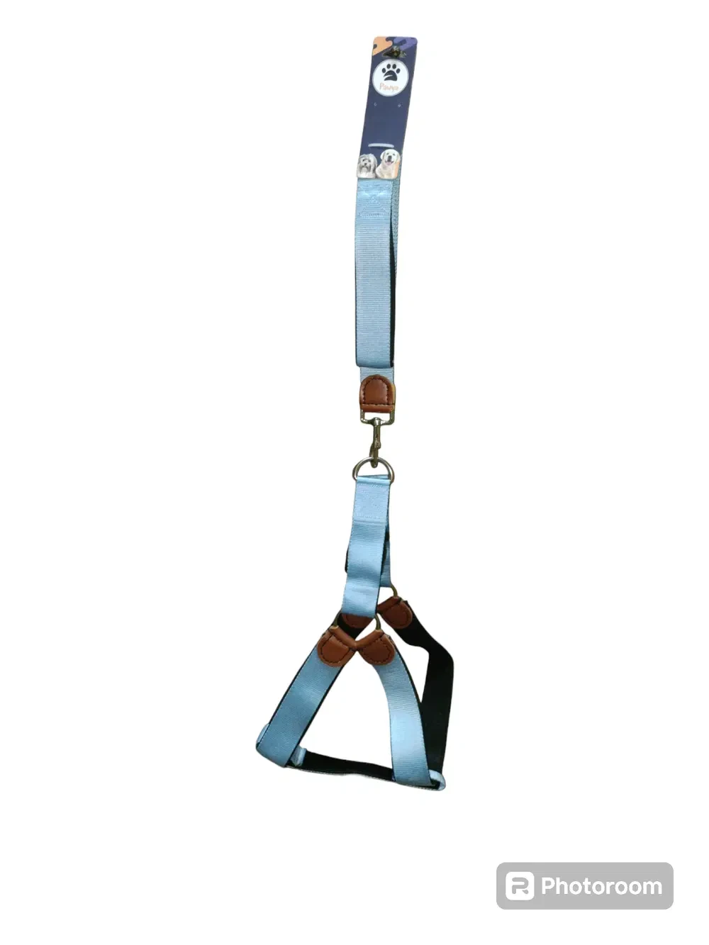 Light blue nylon harness set, size XL for dogs