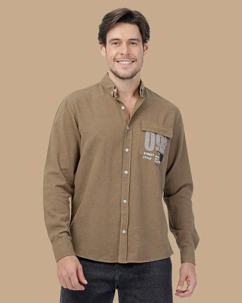 قميص  رجالي Brown Cotton shirt