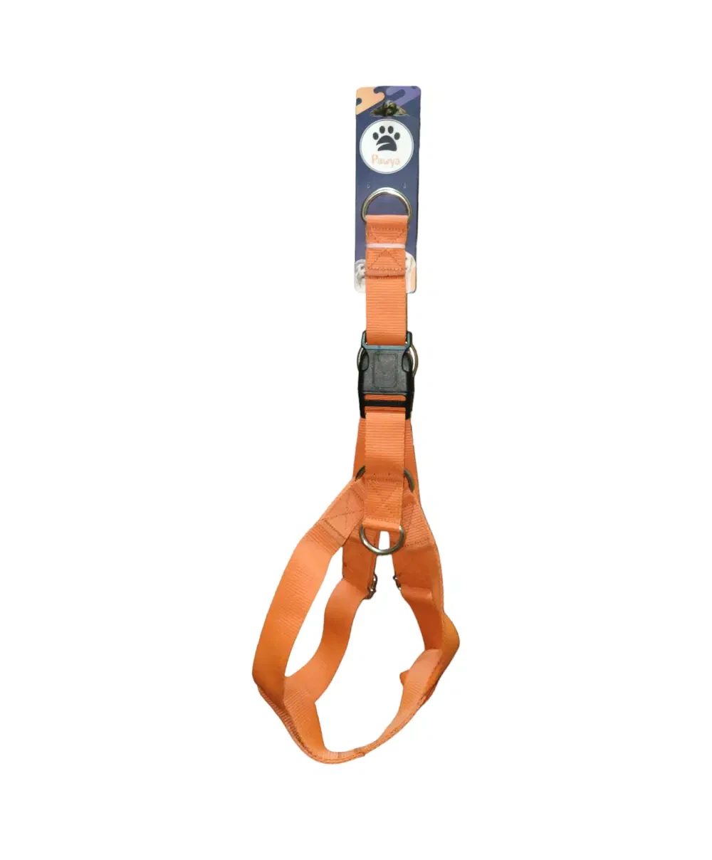 Orange nylon harness, medium size for dogs