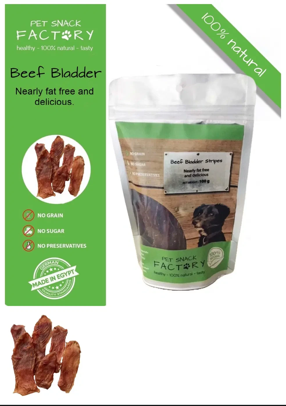 Factory Beef Bladder Stripes 100gm