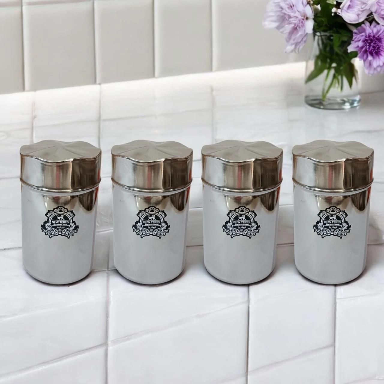 طقم توابل وبقوليات استانلس استيل 4 قطعة نيو تريز