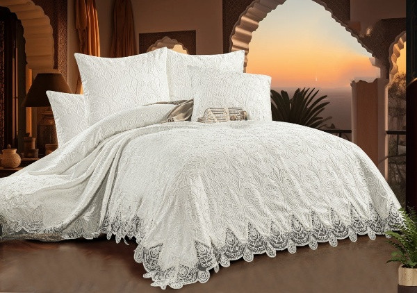 مفرش ستان سوفت تركي   3 قطع مكون من  1 مفرش +2خداديه