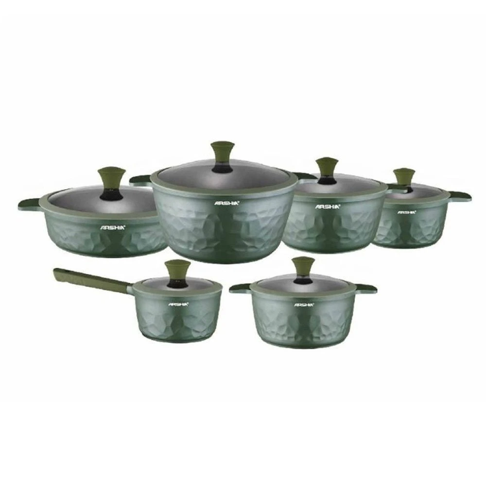 Arshia 16-Piece Green Diamond Cookware Set – 3303
