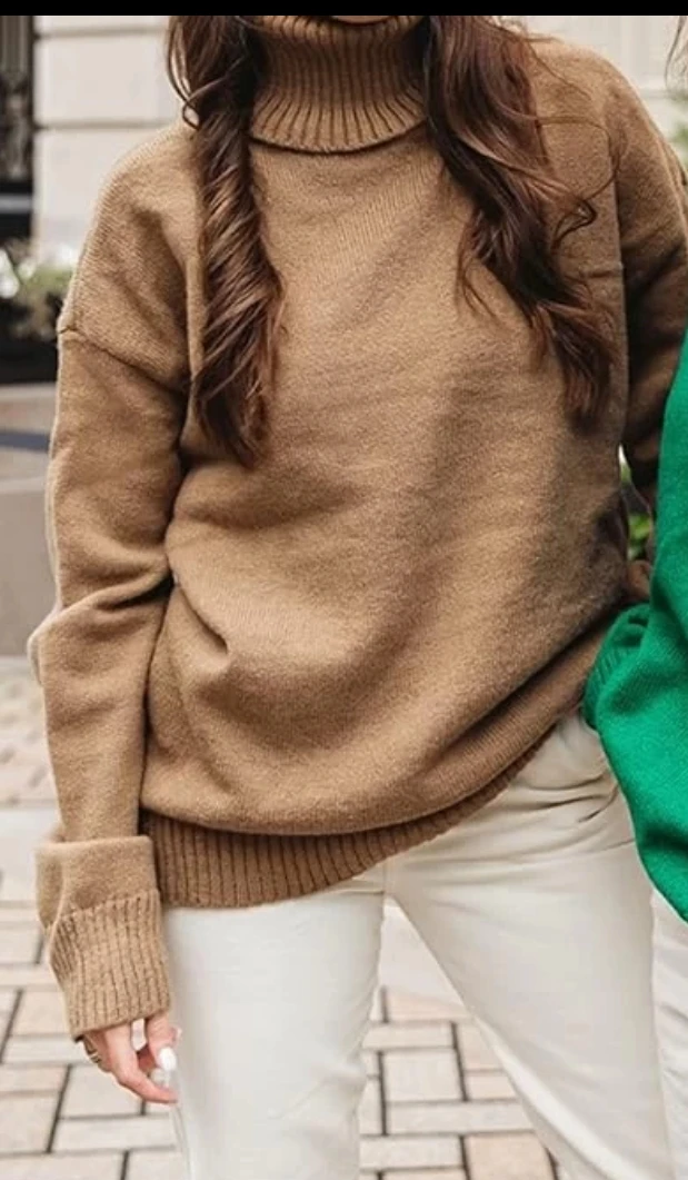 Womens Sweater Autumn Winter Women’s Sweater Turtleneck Sweater Knitted Tops J