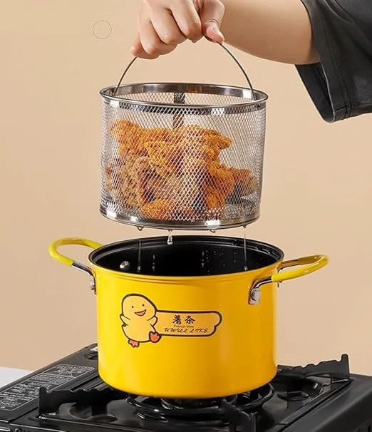 حلة تحمير بطوط استانلس بالمصفاة وغطاء زجاجي