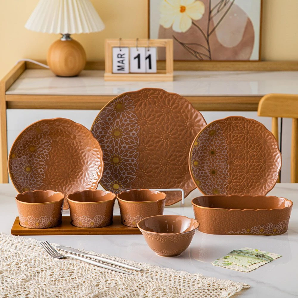 طقم عشاء 29 قطعه – Andalous Design – Metallic Brown