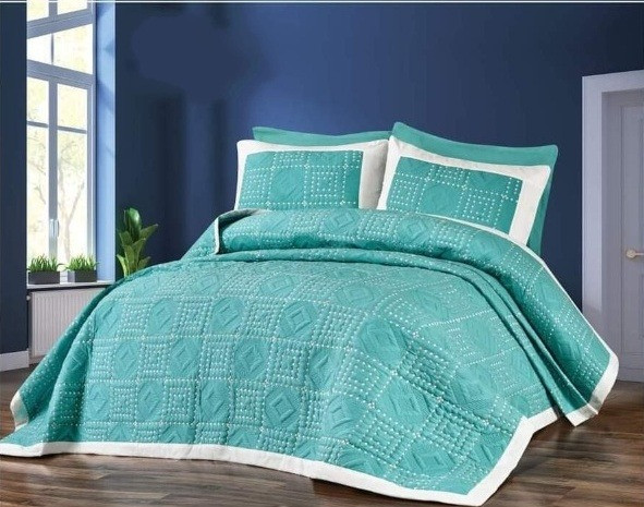 طقم  كوفرته سرير قطن تركى  - مقاس كبير -3 قطع  1 230*250 سم